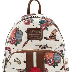 Harry Potter Tattoo Loungefly Cream and Brown Mini Backpack